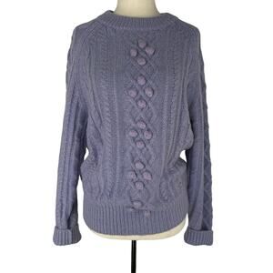 Vintage J Peterman Wool Fishermans Sweater S Pale Purple Knit Crewneck Bauble